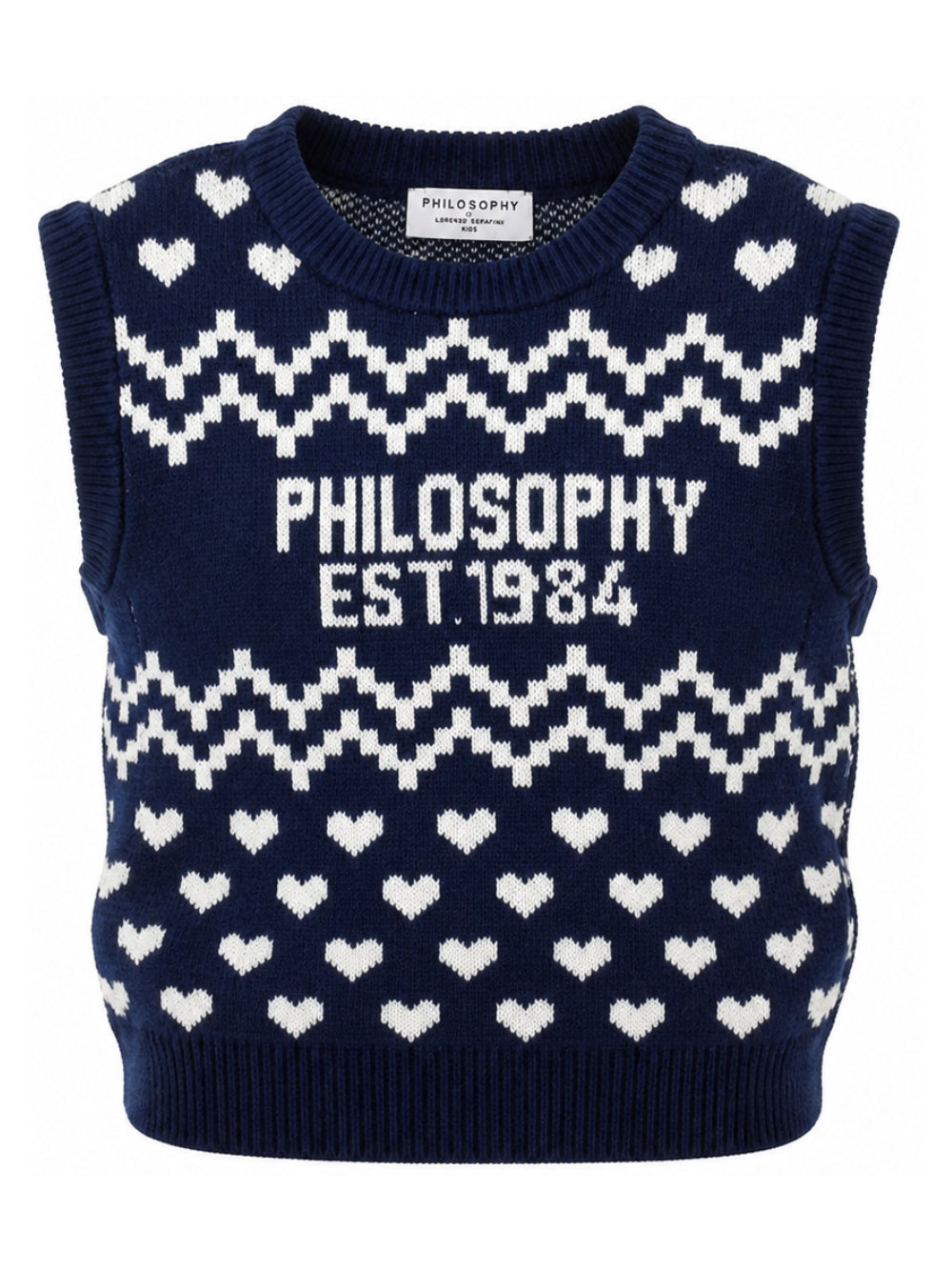 Gilet per bambina Philosophy di Lorenzo Serafini Kids blu con motivo a cuori I9H308 8715 056S PHILOSOPHY KIDS 