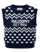 Gilet per bambina Philosophy di Lorenzo Serafini Kids blu con motivo a cuori I9H308 8715 056S PHILOSOPHY KIDS 