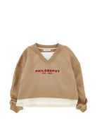 Felpa per bambina Philosophy Kids beige con arricciatura sulle spalle I9H607 8053 0003 PHILOSOPHY KIDS 