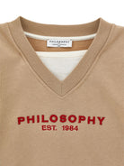 Felpa per bambina Philosophy Kids beige con arricciatura sulle spalle I9H607 8053 0003 PHILOSOPHY KIDS 