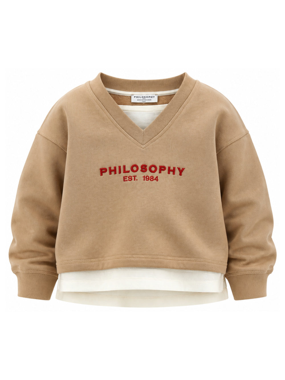 Felpa per bambina Philosophy Kids beige con arricciatura sulle spalle I9H607 8053 0003 PHILOSOPHY KIDS 