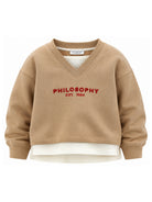 Felpa per bambina Philosophy Kids beige con arricciatura sulle spalle I9H607 8053 0003 PHILOSOPHY KIDS 
