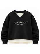 Felpa per bambina Philosophy di Lorenzo Serafini Kids nera con logo ricamato sul davanti I9H607 8053 0050 PHILOSOPHY KIDS 