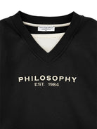 Felpa per bambina Philosophy di Lorenzo Serafini Kids nera con logo ricamato sul davanti I9H607 8053 0050 PHILOSOPHY KIDS 