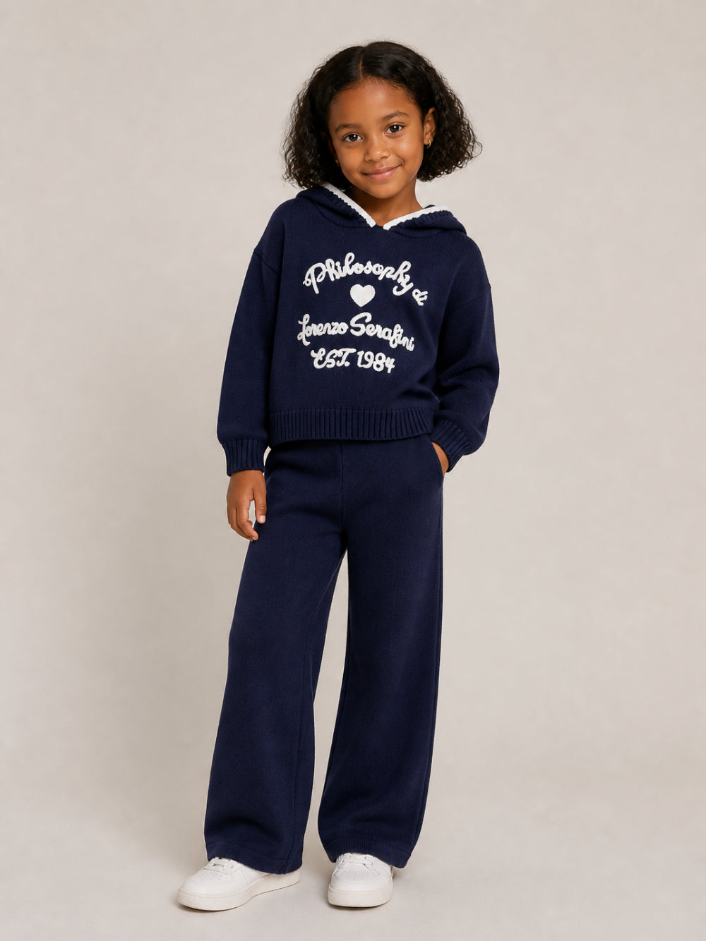 Felpa per bambina Philosophy di Lorenzo Serafini Kids blu con logo sul davanti I9H609 8061 056S PHILOSOPHY KIDS 