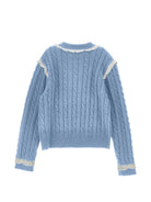 Maglione per bambina Philosophy di Lorenzo Serafini Kids azzurro con finitura in pizzo I9H612 8716 0052 PHILOSOPHY KIDS 