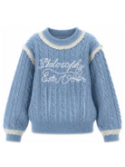 Maglione per bambina Philosophy di Lorenzo Serafini Kids azzurro con finitura in pizzo I9H612 8716 0052 PHILOSOPHY KIDS 