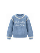 Maglione per bambina Philosophy di Lorenzo Serafini Kids azzurro con finitura in pizzo I9H612 8716 0052 PHILOSOPHY KIDS 