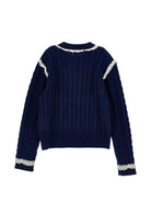 Maglione per bambina Philosophy di Lorenzo Serafini Kids blu con dettagli in pizzo I9H612 8716 056S PHILOSOPHY KIDS 
