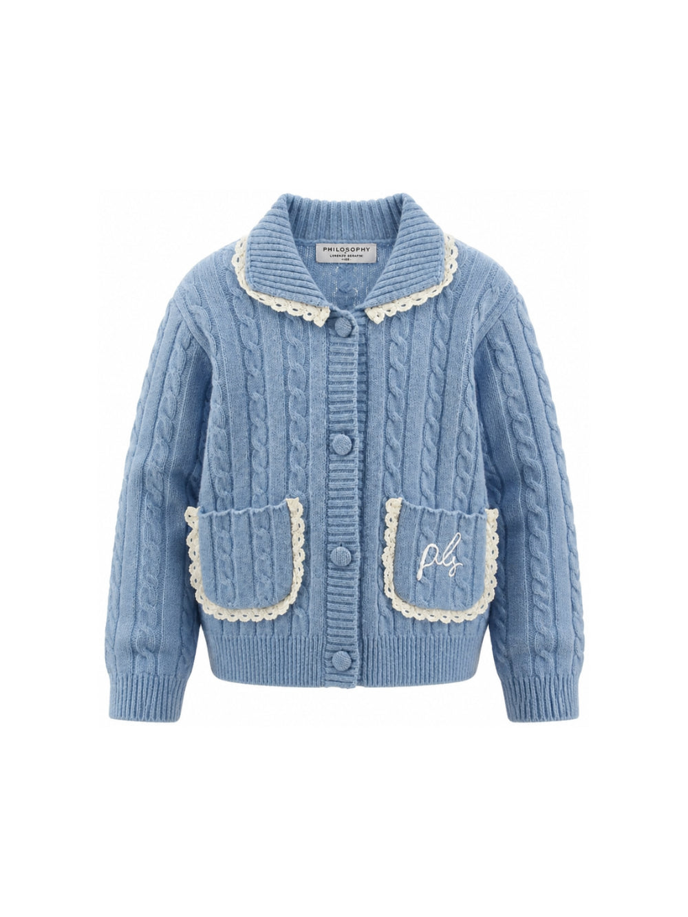 Felpa per bambina Philosophy di Lorenzo Serafini Kids azzurra con logo ricamato sul retro I9H802 8716 0052 PHILOSOPHY KIDS 