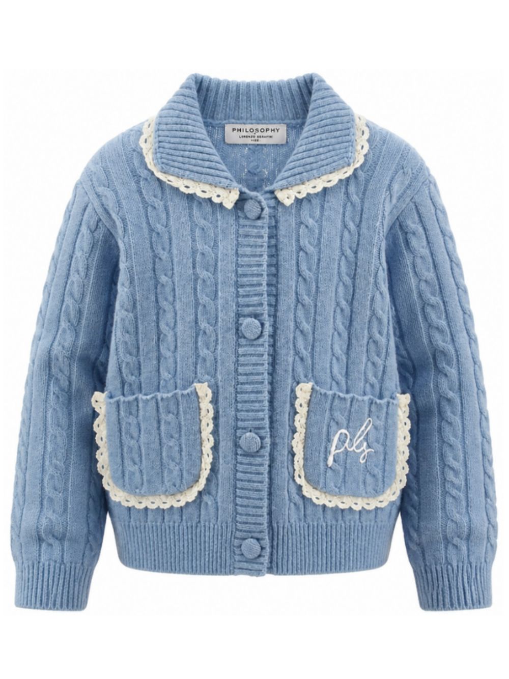 Felpa per bambina Philosophy di Lorenzo Serafini Kids azzurra con logo ricamato sul retro I9H802 8716 0052 PHILOSOPHY KIDS 