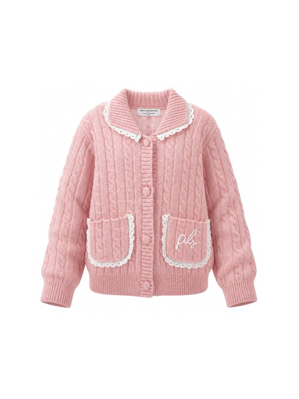 Maglione per bambina Philosophy di Lorenzo Serafini Kids rosa con maglia intrecciata I9H802 8716 0091 PHILOSOPHY KIDS 