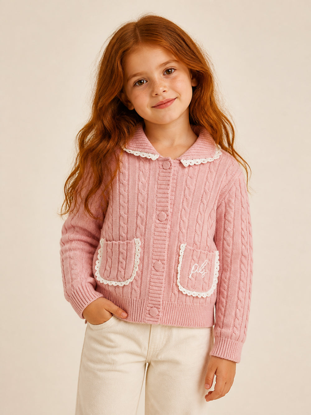 Maglione per bambina Philosophy di Lorenzo Serafini Kids rosa con maglia intrecciata I9H802 8716 0091 PHILOSOPHY KIDS 