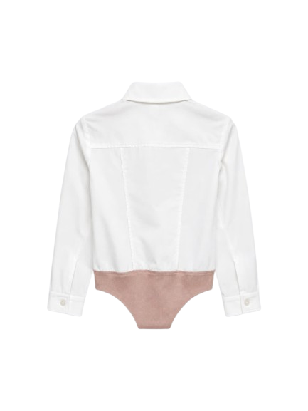 Camicia per bambina Pinko Kids bianca con logo ricamato sul davanti KFCA0430CA027 B000 PINKO KIDS 
