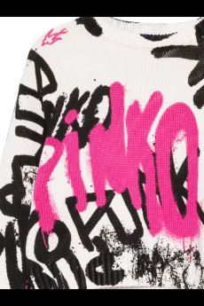 Maglione per bambina Pinko Kids bianco con stampa grafica all-over KFMA036CFL155 D572 PINKO KIDS 