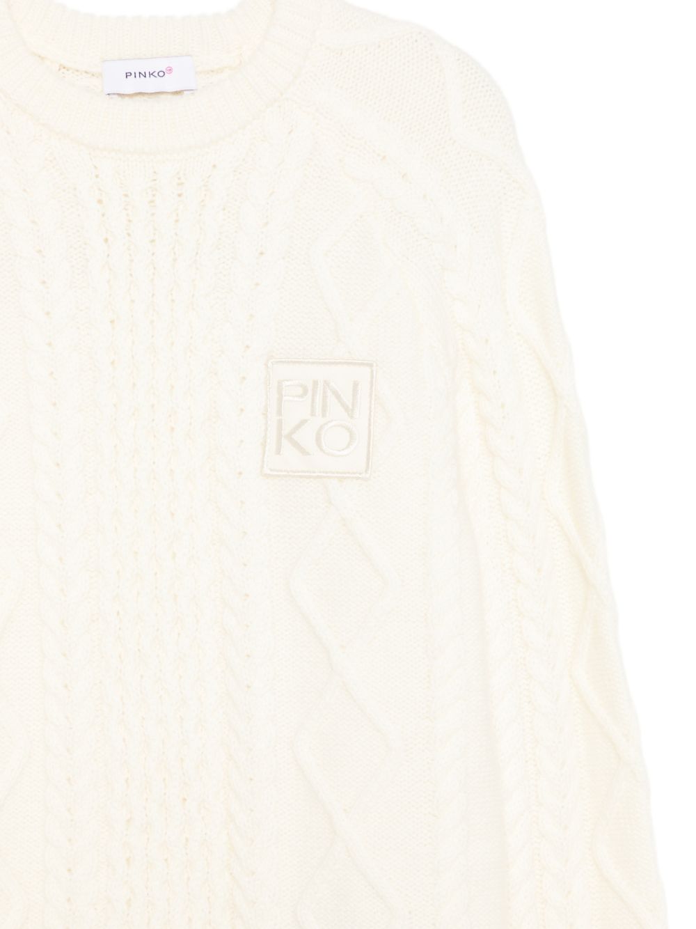 Maglione per bambina Pinko Kids bianco con logo sul davanti KFMA039CFL153 0078 PINKO KIDS 