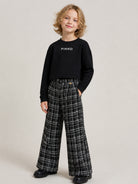 Pantaloni per bambina Pinko Kids neri con design a quadri KFPA0910TV138 D002 PINKO KIDS 