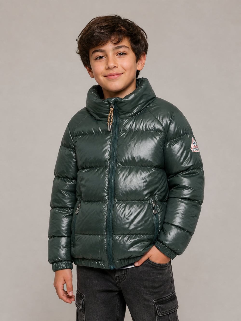Piumino glossy per bambino Pyrenex Kids verde con imbottitura HKY019 3134 PYRENEX KIDS 