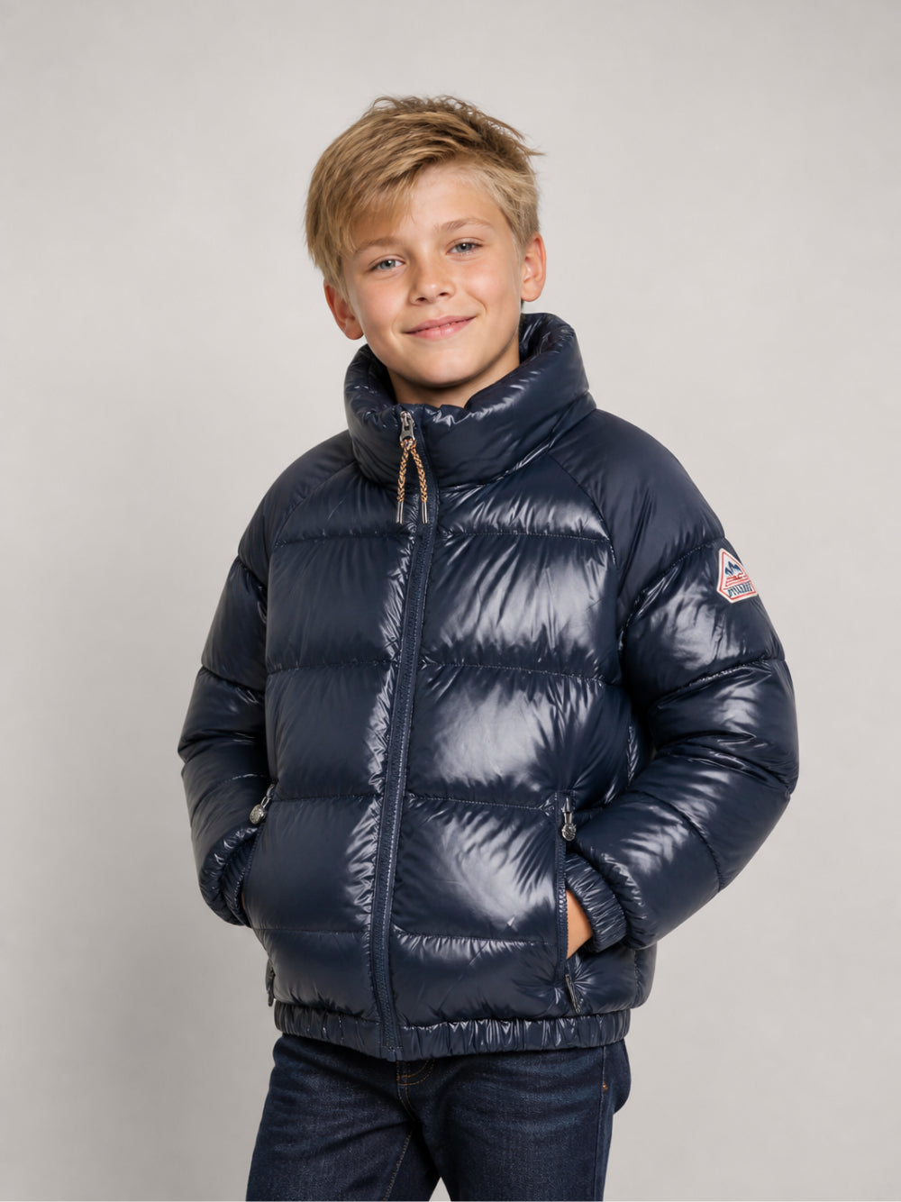 Piumino glossy per bambino Pyrenex Kids blu con imbottitura HKY019 4004 PYRENEX KIDS 