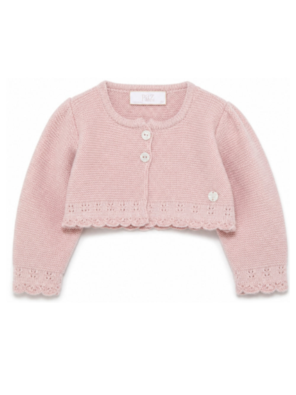 Cardigan per neonata Paz Rodriguez Kids rosa con rifinitura crochet 001-114153 35 PaZ RODRIGUEZ KIDS 