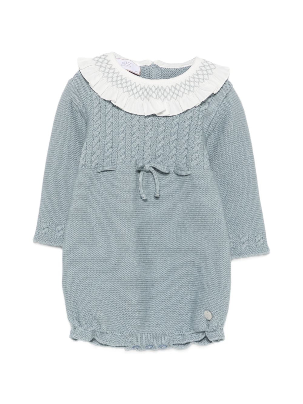 Tutina per neonato Paz Rodriguez Kids azzurra con colletto con punto smock 005-114174 180 PaZ RODRIGUEZ KIDS 