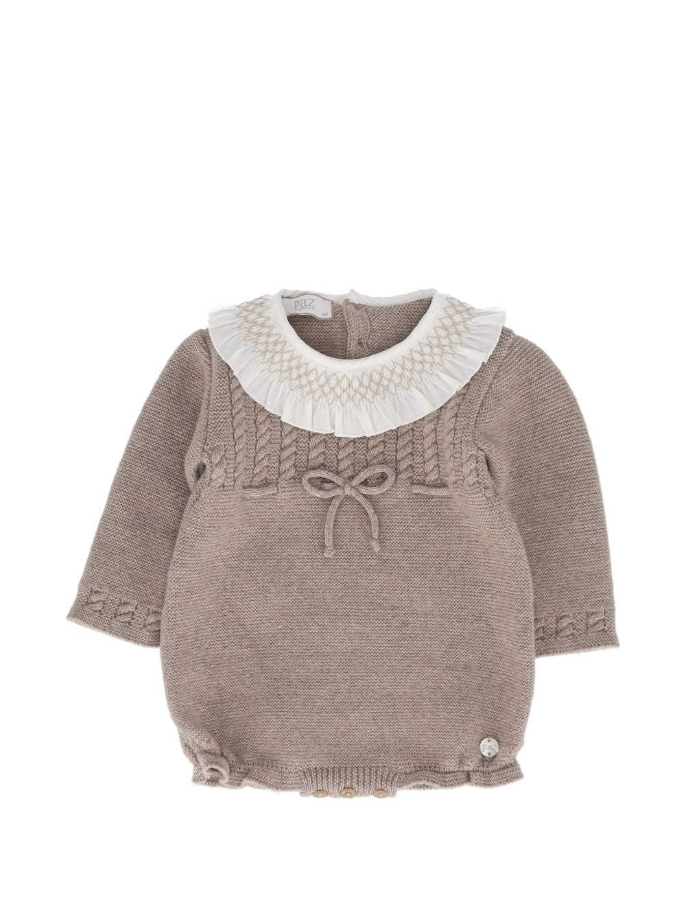 Tutina per neonato Paz Rodriguez Kids marrone con colletto con punto smock 005-114174 68 PaZ RODRIGUEZ KIDS 