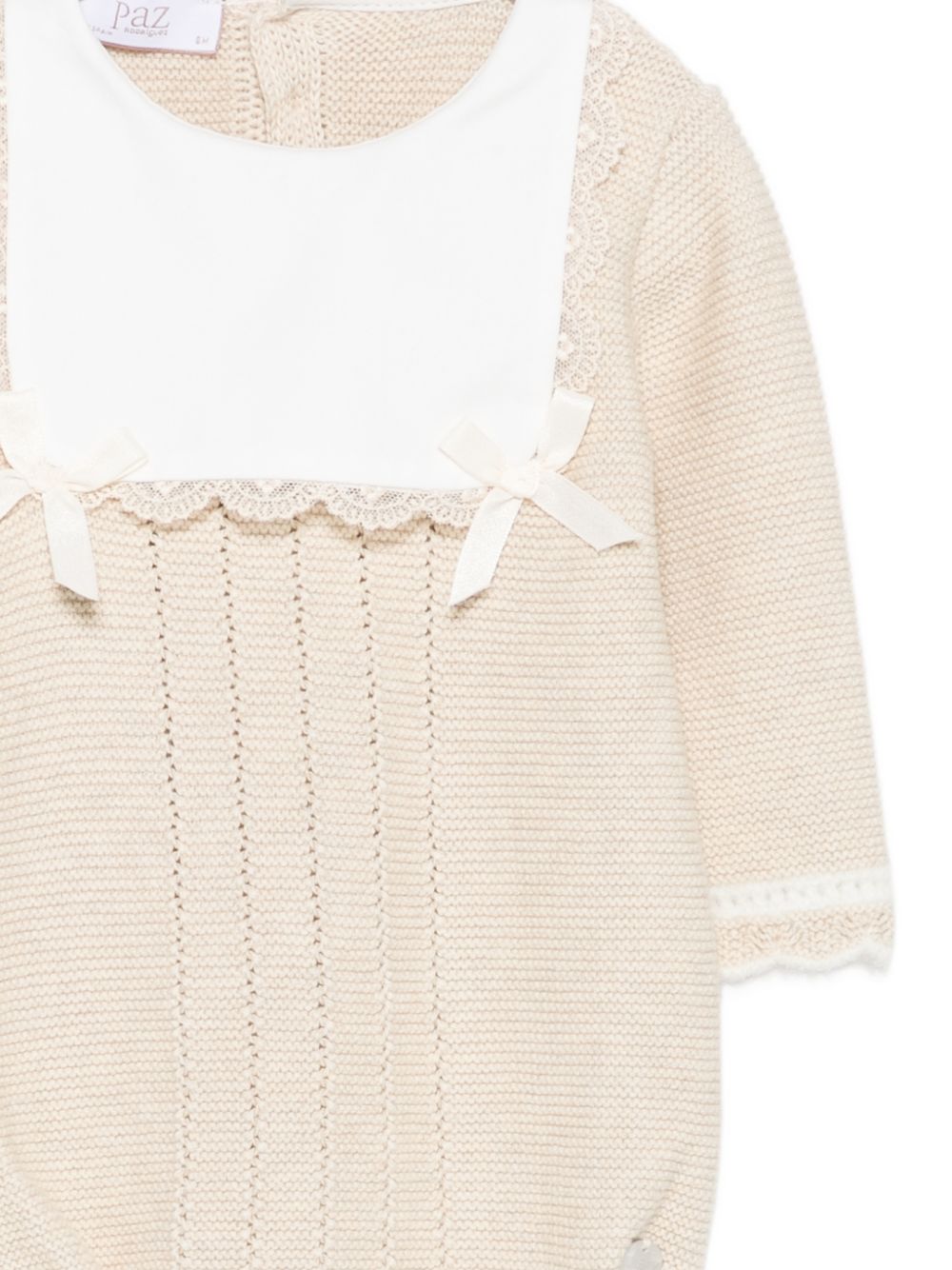 Tutina per neonata Paz Rodriguez Kids beige con maglia a punto legaccio 005-124037 7360 PaZ RODRIGUEZ KIDS 