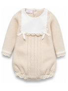 Tutina per neonata Paz Rodriguez Kids beige con maglia a punto legaccio 005-124037 7360 PaZ RODRIGUEZ KIDS 