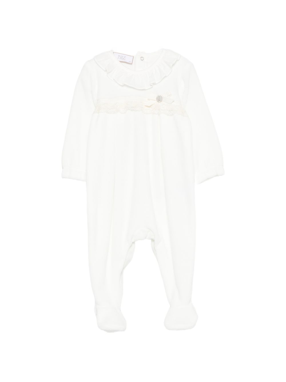 Tutina per neonata Paz Rodriguez Kids bianca con colletto bianco con volant 005-193767 60 PaZ RODRIGUEZ KIDS 