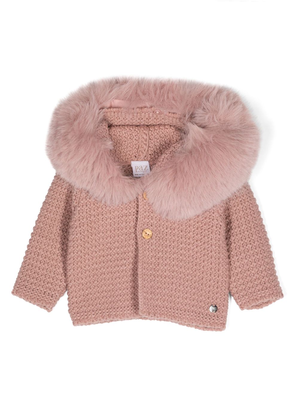 Cappotto per neonata Paz Rodriguez Kids rosa con design lavorato a maglia 012-130943 35 PaZ RODRIGUEZ KIDS 