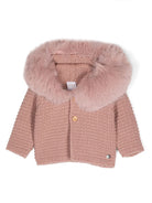 Cappotto per neonata Paz Rodriguez Kids rosa con design lavorato a maglia 012-130943 35 PaZ RODRIGUEZ KIDS 