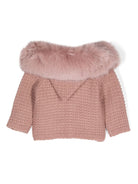 Cappotto per neonata Paz Rodriguez Kids rosa con design lavorato a maglia 012-130943 35 PaZ RODRIGUEZ KIDS 