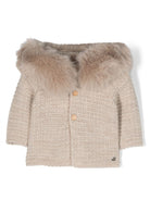 Cappotto per neonati Paz Rodriguez Kids beige con colletto in pelliccia cruelty-free 012-130943 59 PaZ RODRIGUEZ KIDS 