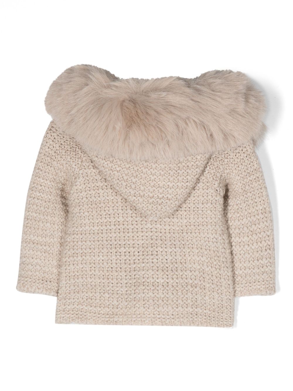 Cappotto per neonati Paz Rodriguez Kids beige con colletto in pelliccia cruelty-free 012-130943 59 PaZ RODRIGUEZ KIDS 