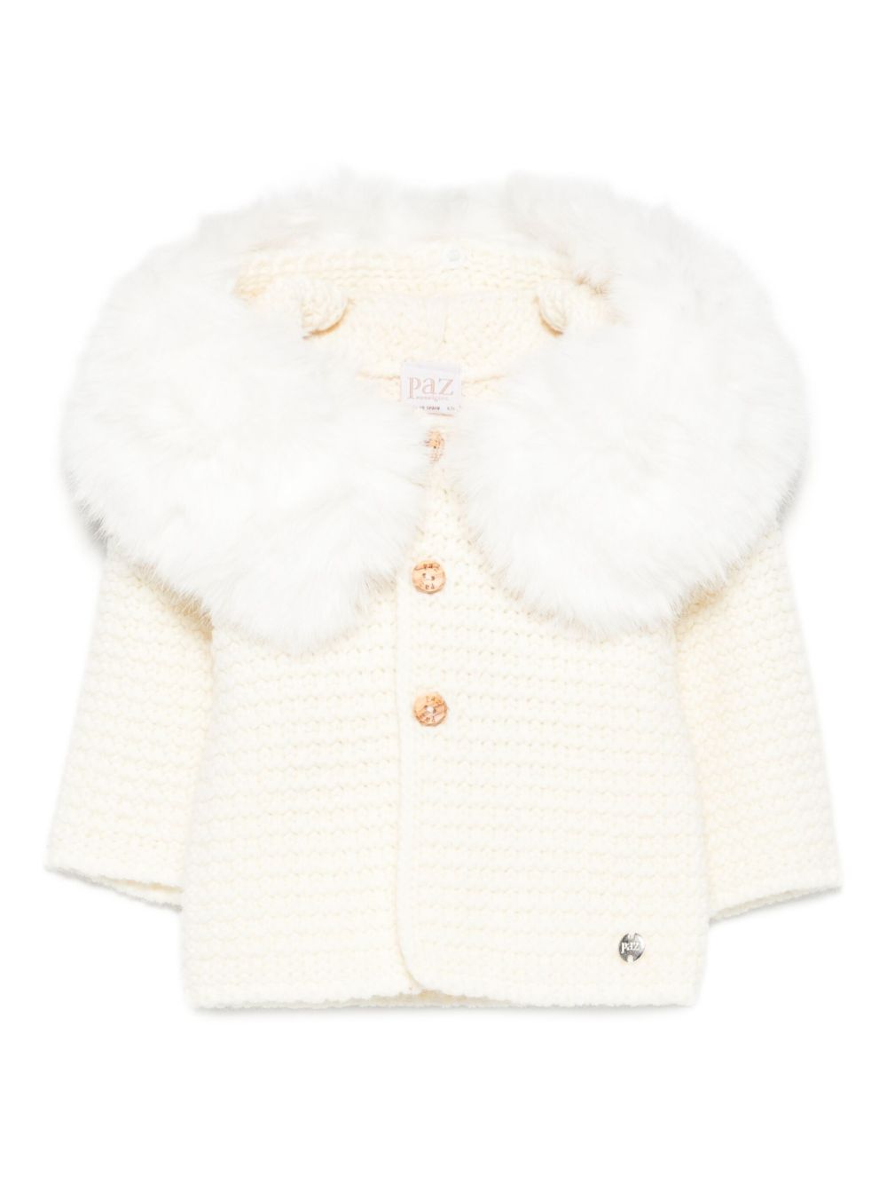 Cappotto per neonati Paz Rodriguez Kids bianco con pelliccia sintetica 012-130943 60 PaZ RODRIGUEZ KIDS 
