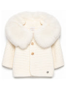 Cappotto per neonati Paz Rodriguez Kids bianco con pelliccia sintetica 012-130943 60 PaZ RODRIGUEZ KIDS 