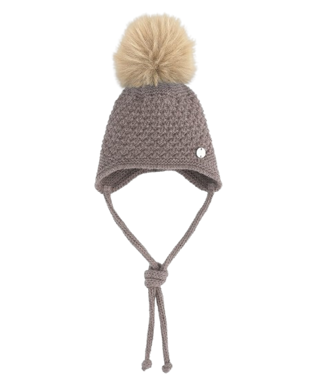 Cappello per neonato Paz Rodriguez Kids marrone con pompon 040-114086 68 PaZ RODRIGUEZ KIDS 