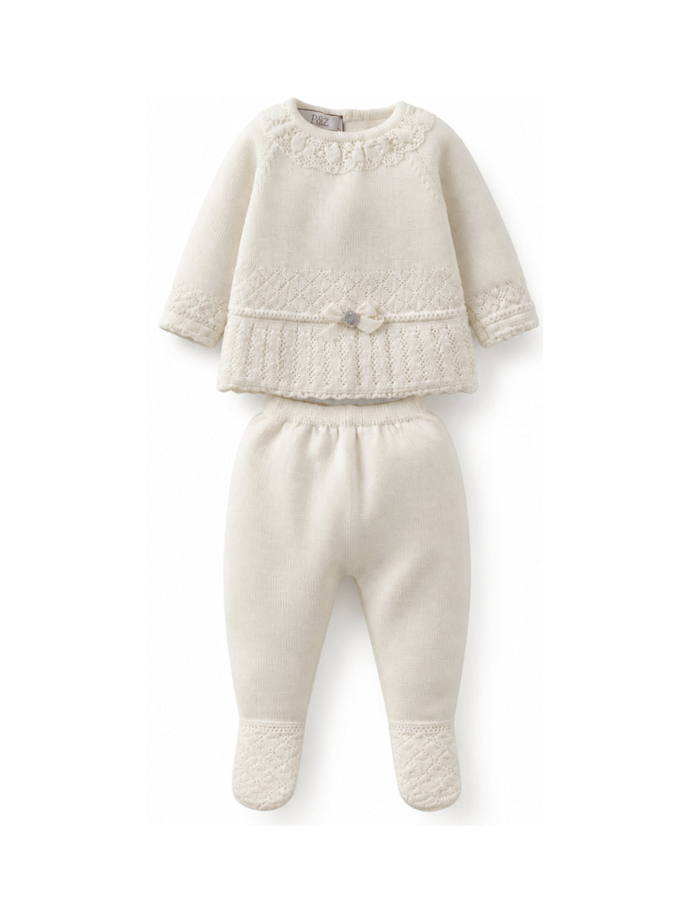Set due pezzi per neonati Paz Rodriguez Kids beige con dettaglio a rombi 103-114009 6060 PaZ RODRIGUEZ KIDS 