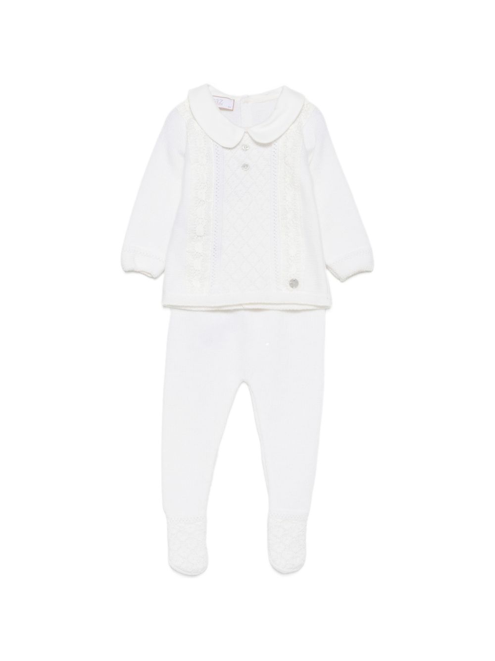 Set due pezzi per neonati Paz Rodriguez Kids bianco con colletto alla Peter Pan 103-114013 6060 PaZ RODRIGUEZ KIDS 