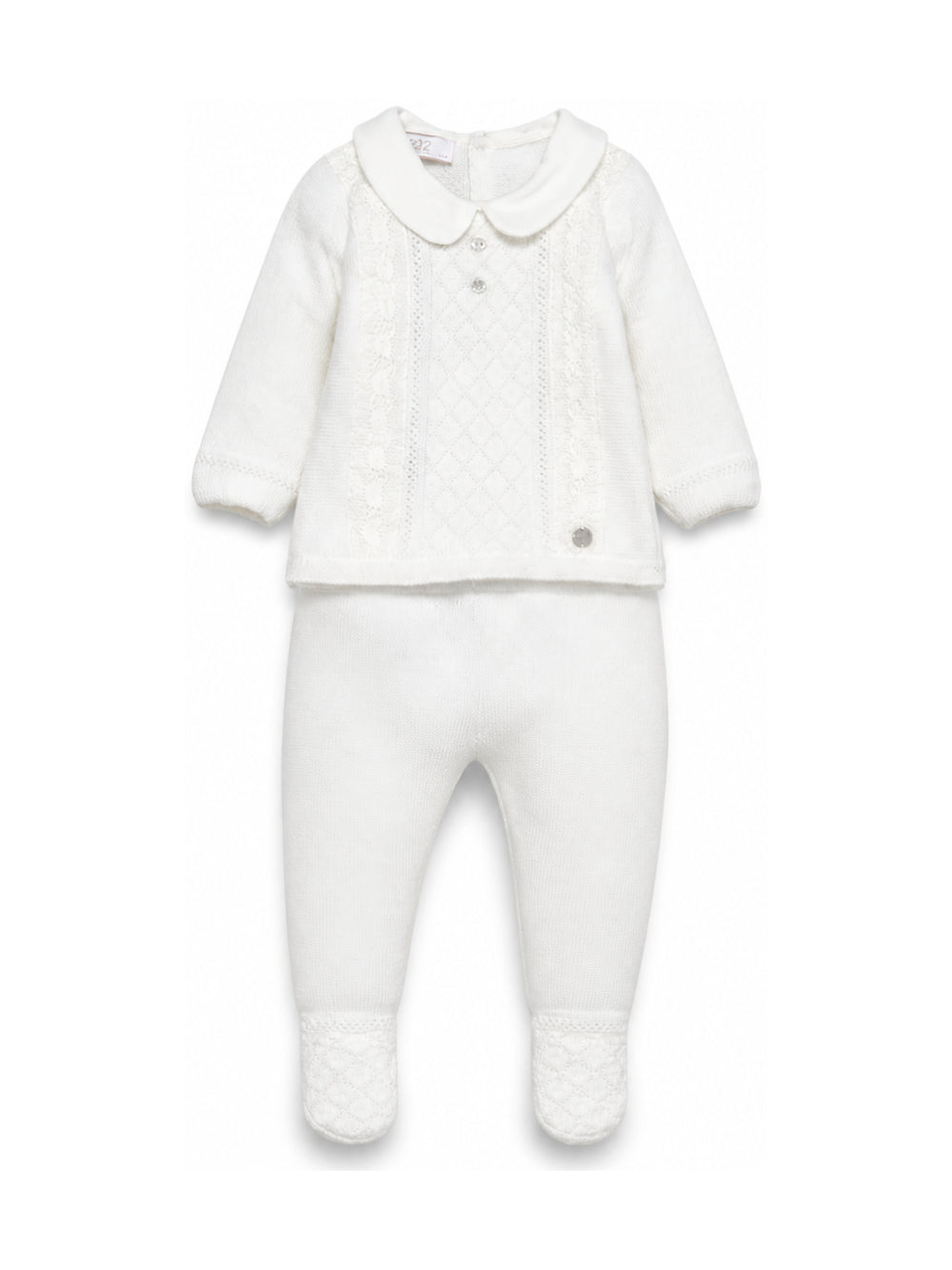 Set due pezzi per neonati Paz Rodriguez Kids bianco con colletto alla Peter Pan 103-114013 6060 PaZ RODRIGUEZ KIDS 