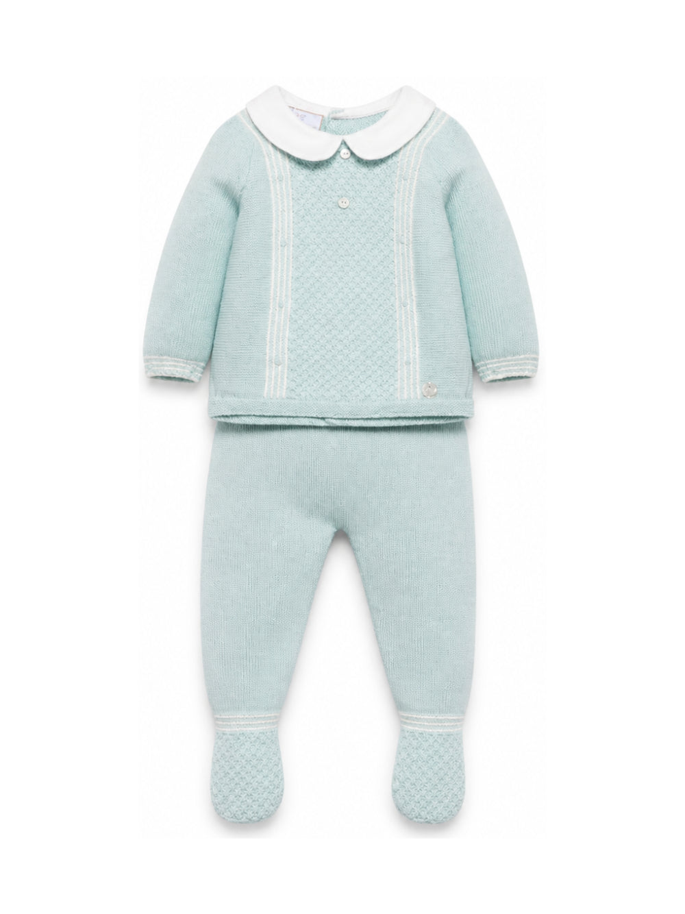 Set due pezzi per neonati Paz Rodriguez Kids verde con colletto alla Peter Pan 103-114133 0316 PaZ RODRIGUEZ KIDS 