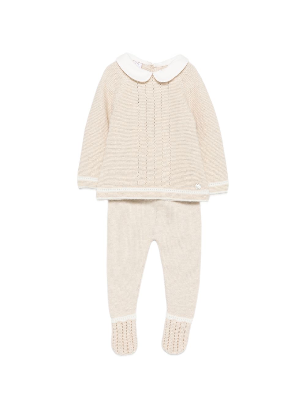 Set due pezzi per neonati Paz Rodriguez Kids beige con maglia a punto legaccio 103-124032 7360 PaZ RODRIGUEZ KIDS 