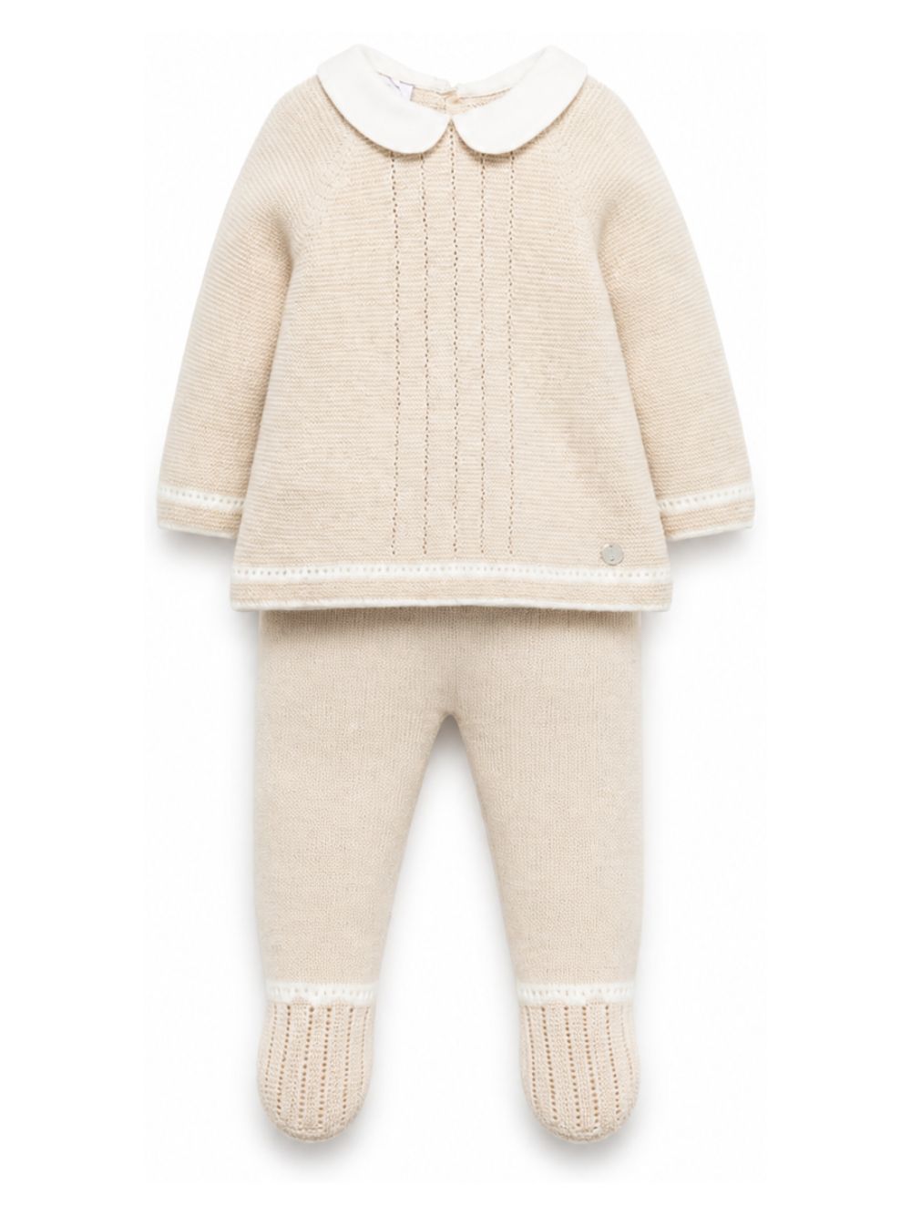 Set due pezzi per neonati Paz Rodriguez Kids beige con maglia a punto legaccio 103-124032 7360 PaZ RODRIGUEZ KIDS 