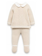 Set due pezzi per neonati Paz Rodriguez Kids beige con maglia a punto legaccio 103-124032 7360 PaZ RODRIGUEZ KIDS 