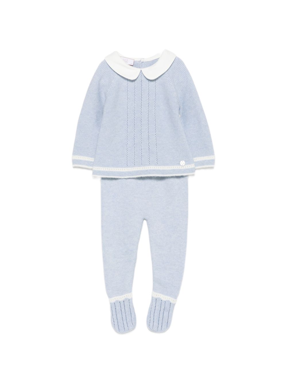 Set due pezzi per neonati Paz Rodriguez Kids azzurro con maglia a punto legaccio 103-124032 8060 PaZ RODRIGUEZ KIDS 