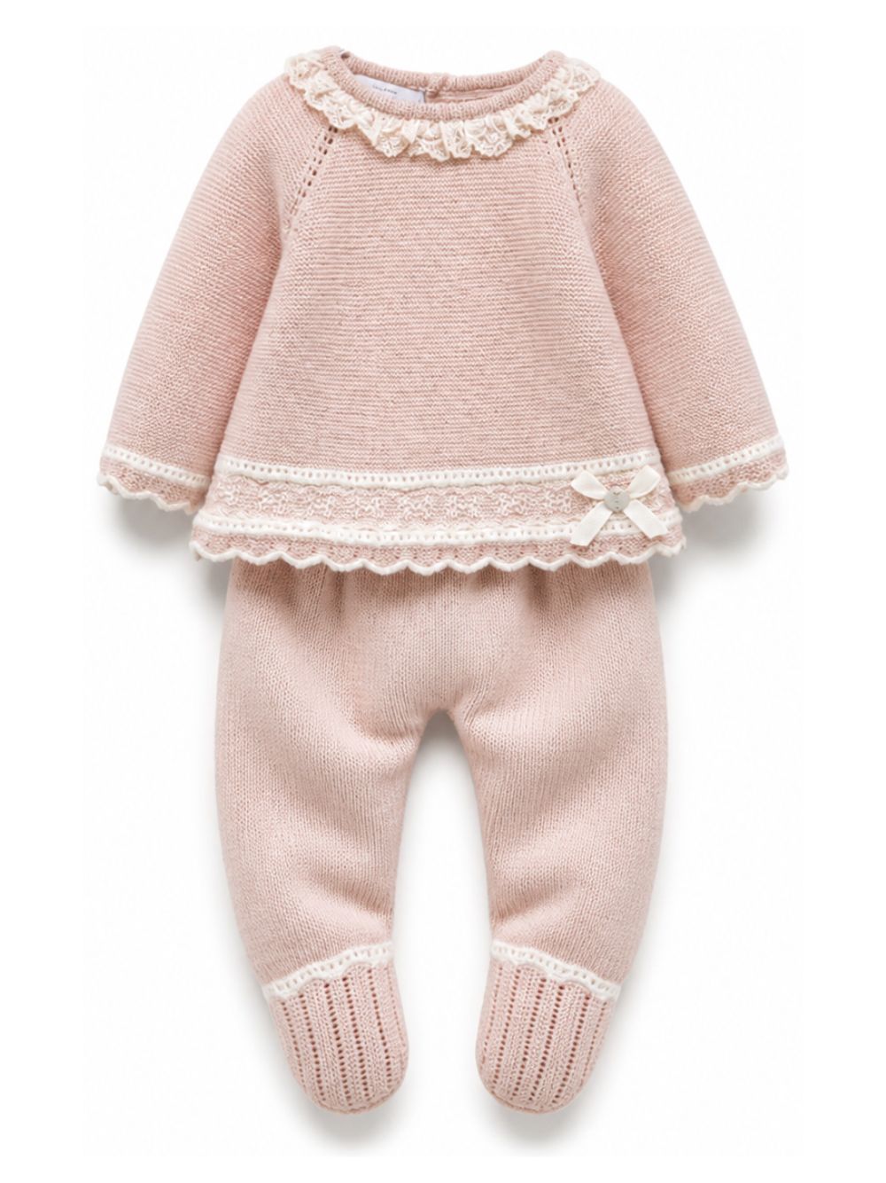 Set due pezzi per neonata Paz Rodriguez Kids rosa con finitura in pizzo 103L-124030 3260 PaZ RODRIGUEZ KIDS 