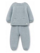 Completo maglia e pantalone per neonato Paz Rodriguez Kids azzurro con maglia a trecce 111986 114171 180 PaZ RODRIGUEZ KIDS 