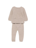 Completo maglia e pantalone per neonati Paz Rodriguez Kids beige con dettagli a trecce 114171 111986 68 PaZ RODRIGUEZ KIDS 