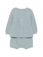 Completo maglione e pantaloncini per neonato Paz Rodriguez Kids azzurro con trecce ricamate 114171 114172 180 PaZ RODRIGUEZ KIDS 