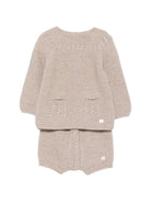 Completo maglione e pantaloncini per neonato Paz Rodriguez Kids beige con trecce ricamate 114171 114172 68 PaZ RODRIGUEZ KIDS 